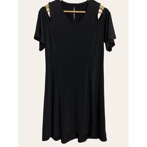 H by Halston Heritage Black Cold Shoulder V-Neck Jersey Dress Size XS Petite